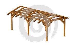 Pergola. Wood construction isolated on white background.