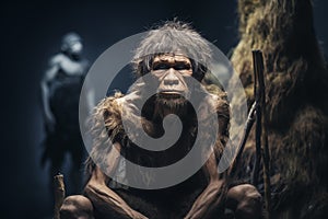 perhistoric Neanderthal man caveman primitive illustration AI Generated