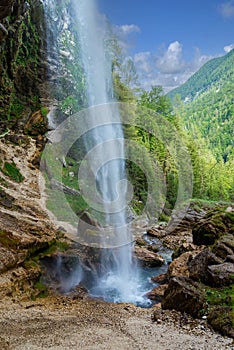 Pericnik waterfall in the Julian Alps, Slovenia.