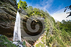 Pericnik waterfall in Julian Alps in Slovenia