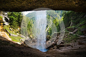 Pericnik waterfall in Julian Alps in Slovenia