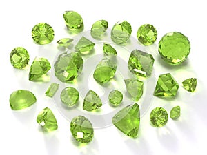 Peridot or chysolite gems