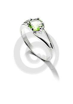 Peridot ring isolated on white baPeridot ring isolated on white background, clipping path non-shadow suitable for design,  Ring