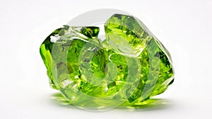 Peridot stone is green and shines like a beautiful shiny green
