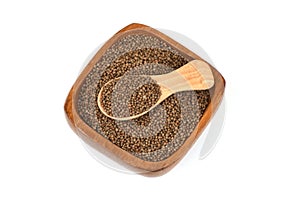 Perilla, dry seeds on a white background.