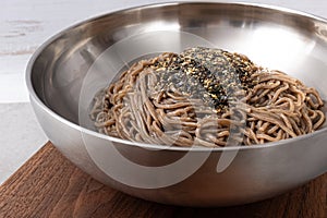 Perilla oil buckwheat noodles seasoned with perilla oil