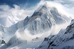 Perilous Massive avalanche mountains. Generate Ai photo