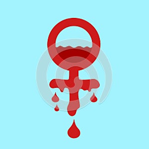 Period, menstruation and monthly menstrual bleeding with drops of blood