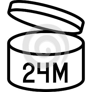 Period after opening 24M label line icon, vector illustration