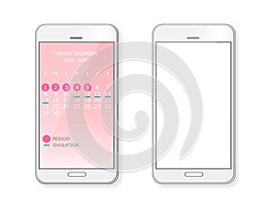 Period and ovulation calendar on smart phone screen