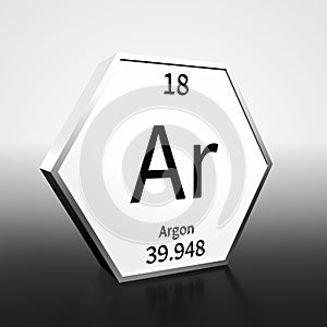 Periodic Table Element Argon Rendered Black on White on White and Black