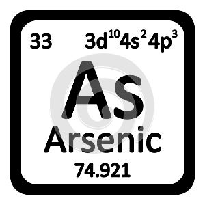Periodic table element arsenic icon. photo