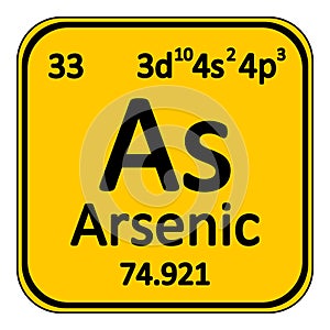 Periodic table element arsenic icon. photo