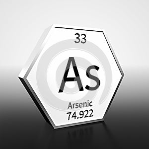 Periodic Table Element Arsenic Rendered Black on White on White and Black