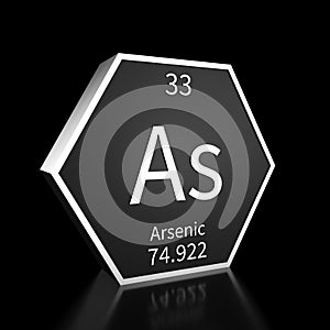 Periodic Table Element Arsenic Rendered Metal on Black on Black