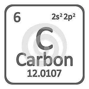 Periodic table element carbon icon. photo