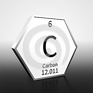 Periodic Table Element Carbon Rendered Black on White on White and Black