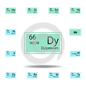 Periodic table element dysprosium color icon. Set of chemical sign color icon. Signs and symbols collection icon for websites, web