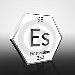 Periodic Table Element Einsteinium Rendered Black on White on White and Black