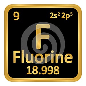 Periodic table element fluorine icon.