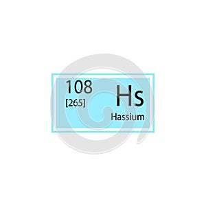 Periodic table element hassium icon. Element of chemical sign icon. Premium quality graphic design icon. Signs and symbols collect