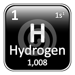 Periodic table element hydrogen icon.