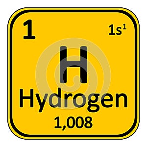 Periodic table element hydrogen icon.