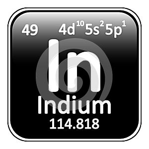 Periodic table element indium icon.