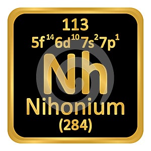 Periodic table element nihonium icon.