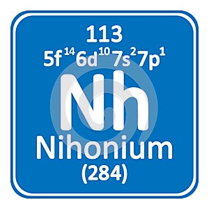 Periodic table element nihonium icon.