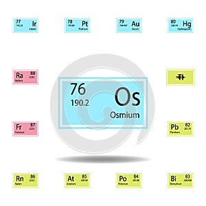 Periodic table element osmium color icon. Set of chemical sign color icon. Signs and symbols collection icon for websites, web