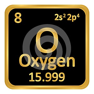 Periodic table element oxygen icon.