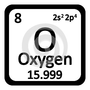 Periodic table element oxygen icon.