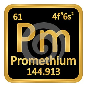 Periodic table element promethium icon.