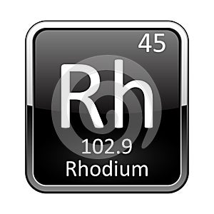 The periodic table element Rhodium. Vector illustration