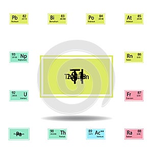Periodic table element thallium color icon. Set of chemical sign color icon. Signs and symbols collection icon for websites, web
