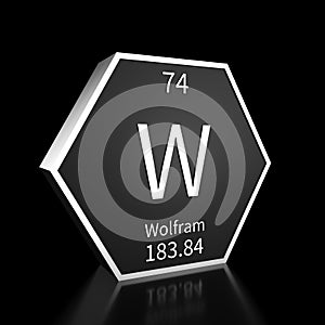 Periodic Table Element Wolfram Rendered Metal on Black on Black