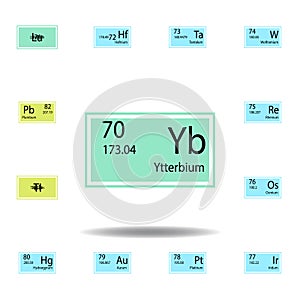 Periodic table element ytterbium color icon. Set of chemical sign color icon. Signs and symbols collection icon for websites, web