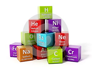 Periodic table elements. 3D illustration
