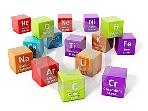 Periodic table elements. 3D illustration