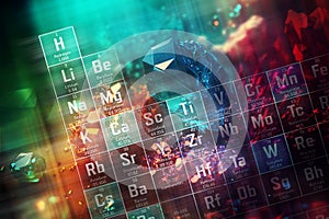 Periodic table of elements with crystal structures of elements