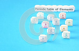 Periodic table of elements. Selective focus. science education concept