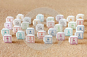 Periodic table of elements. Selective focus. science education concept