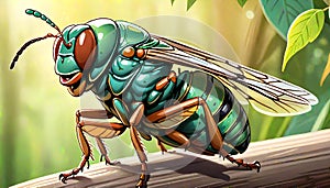 Periodical Cicada true bug emits clicking sound