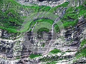 Periodical waterfalls below the top of Santis