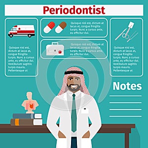 Periodontist and medical equipment icons photo