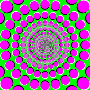 Peripheral drift illusion, PDI, a motion illusion on green background