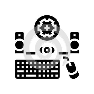 peripheral setup repair computer glyph icon vector illustration