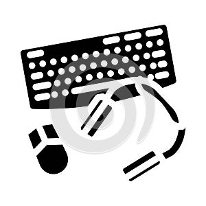 peripheral setup repair computer glyph icon vector illustration