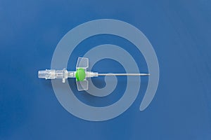 Peripheral venous catheter placed on the therapy trolley in the infirmary